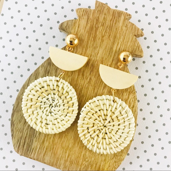 Jewelry - Wicker Earrings Woven Rattan Dangling Basket Straw